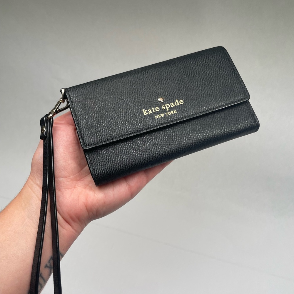 Kate Spade New York Cedar Street Leather Tri-Fold Wallet Wristlet – Phone Case - Picture 11 of 14